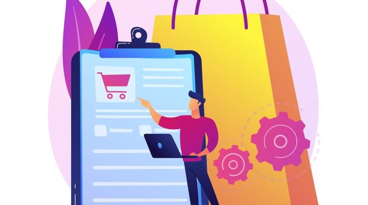 Order tracking program vector concept metaphor. Order tracking program, convenient service. Shopping list, basket content, purchase package. Mobile software, smartphone application. Vector isolated concept metaphor illustration.